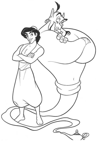 Genie And Aladdin  Coloring Page